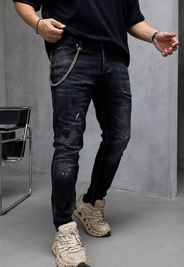 Black Island Jeans 17404 Schwarz mit Kette – Seitenansicht