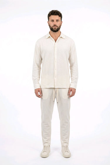 Coordinated Set White Nights Brothers – 70% Viskose 30% Leinen, Made in Italy, Grössen S–XL | GMILANO Fashion Basel