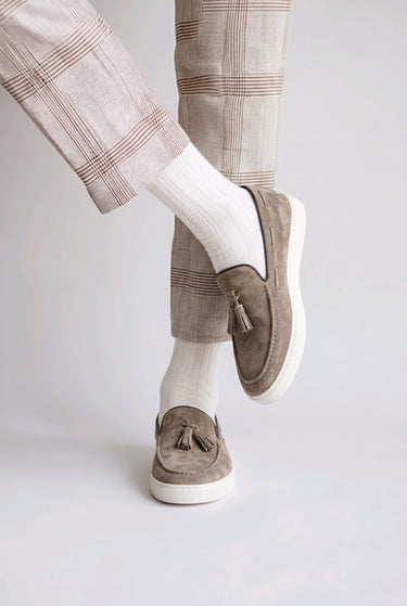 Mokassins Herren Cam Taupe Made in Italy – Camoscio Wildleder in Taupe, Grössen 42–43 | GMILANO Basel