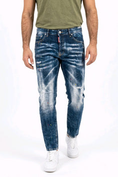 G2FIRENZE Jeans Splashed Slim Fit mit Farbspritzern – Frontansicht | GMILANO Fashion Basel