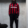 Black Island Pressure Polo-Strickpullover Rot-Schwarz gestreift – Frontansicht | GMILANO Fashion #Farbe_Rot