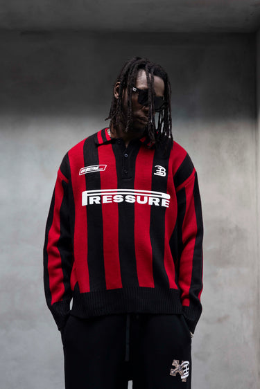 Black Island Pressure Strickpullover Rot gestreift – Ansicht 2 | GMILANO Fashion #Farbe_Rot