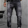 Black Island Destroyed Jeans 17344 Schwarz – Frontansicht, Herren Slim Fit