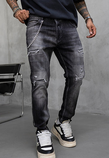 Black Island Jeans 17344 Schwarz mit Kette – Seitenansicht