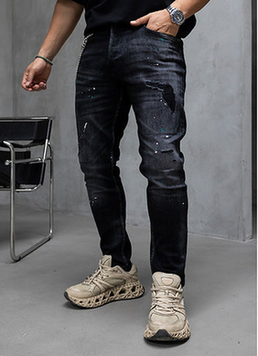 Black Island Jeans 17404 Schwarz – Detail Farbspritzer