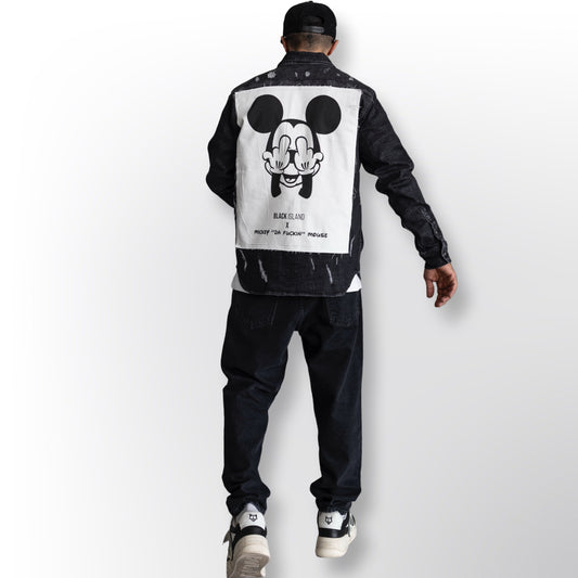 MICKEY MOUSE PRINTED DENIM JACKET BLACK 16901