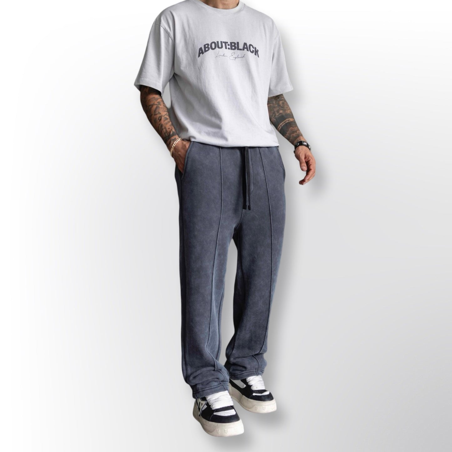 Black Island Washed Jogger Pants Gray 1790