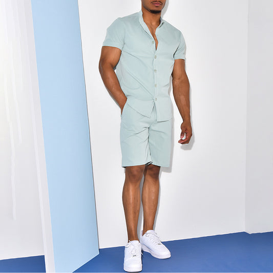 Herren Zweiteiliges Set - Kurzarm-Hemd und Shorts