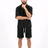 Coordinated Black Short Cordeset Minorca Detailansicht – Schwarz, 2-teiliges Set von Brothers, CHF 89 | GMILANO Fashion Basel
