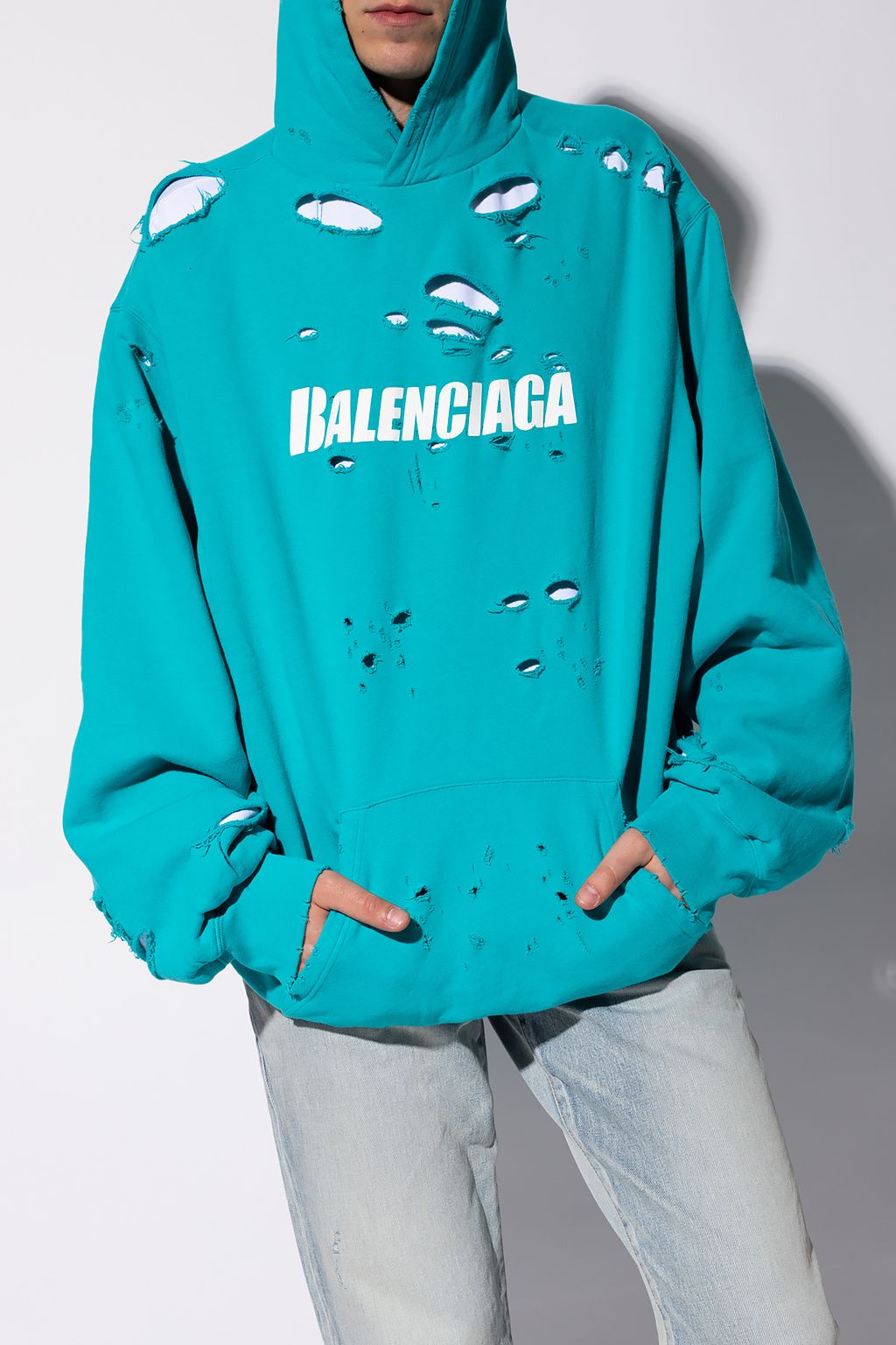 Balenciaga Hoodie Caps Destroyed aus Baumwolle