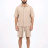 Coordinated Set Short Beige Magic Brothers – 70% Viskose 30% Leinen, Sommeroutfit in Beige, Grössen S–XXL | GMILANO Basel
