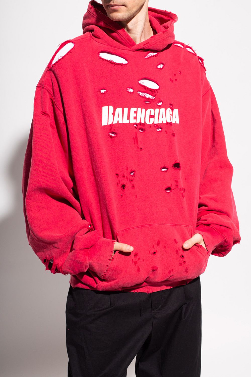 Balenciaga Hoodie Caps Destroyed aus Baumwolle