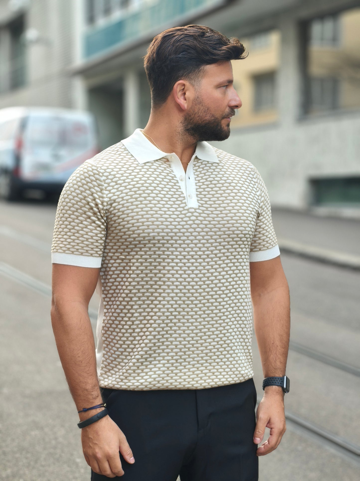 Polo Men Weiss Beige Made in Italy